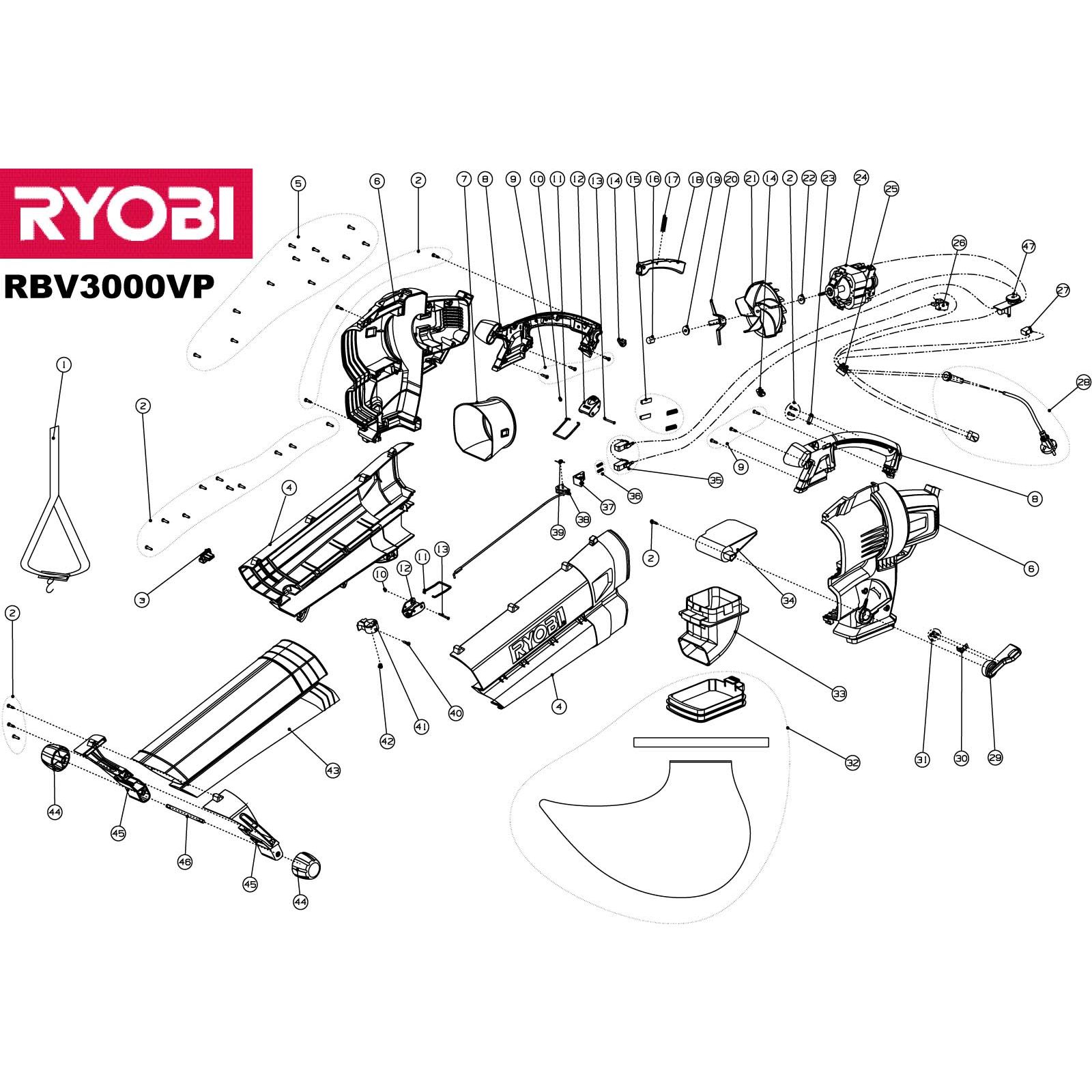 Buy A Ryobi Rbv3000vp Spare Part Or Replacement Part For Your Electric