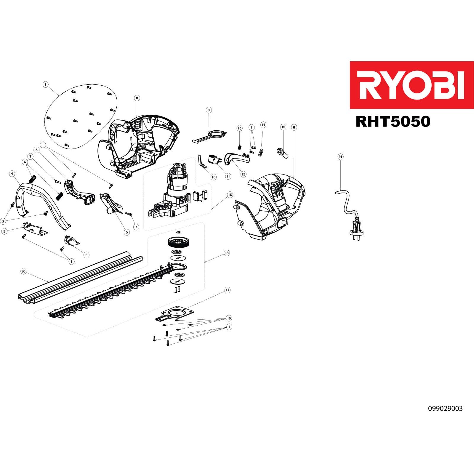 Ryobi Hedge Trimmer Parts List