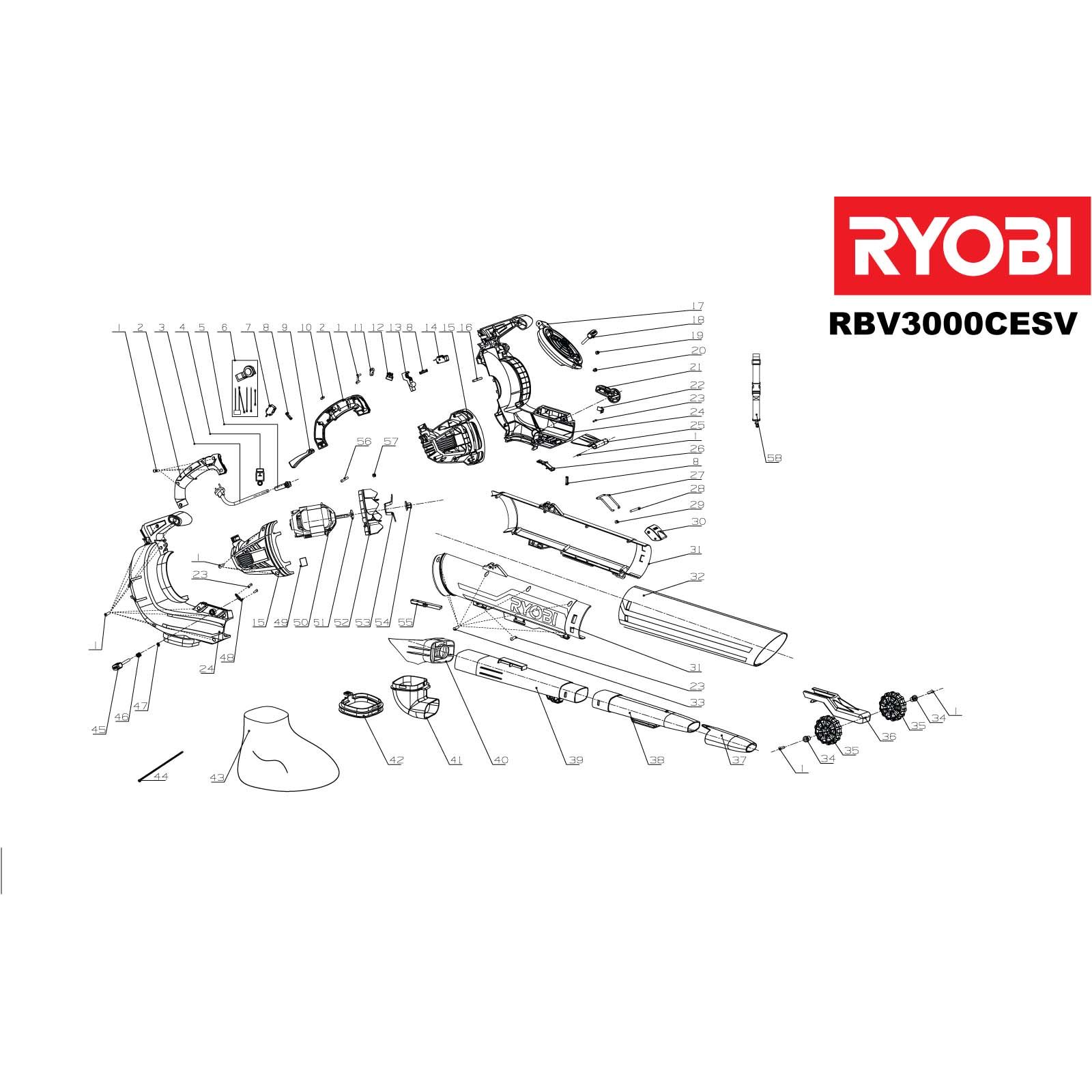 Buy A Ryobi Rbv3000cesv Spare Part Or Replacement Part For Your