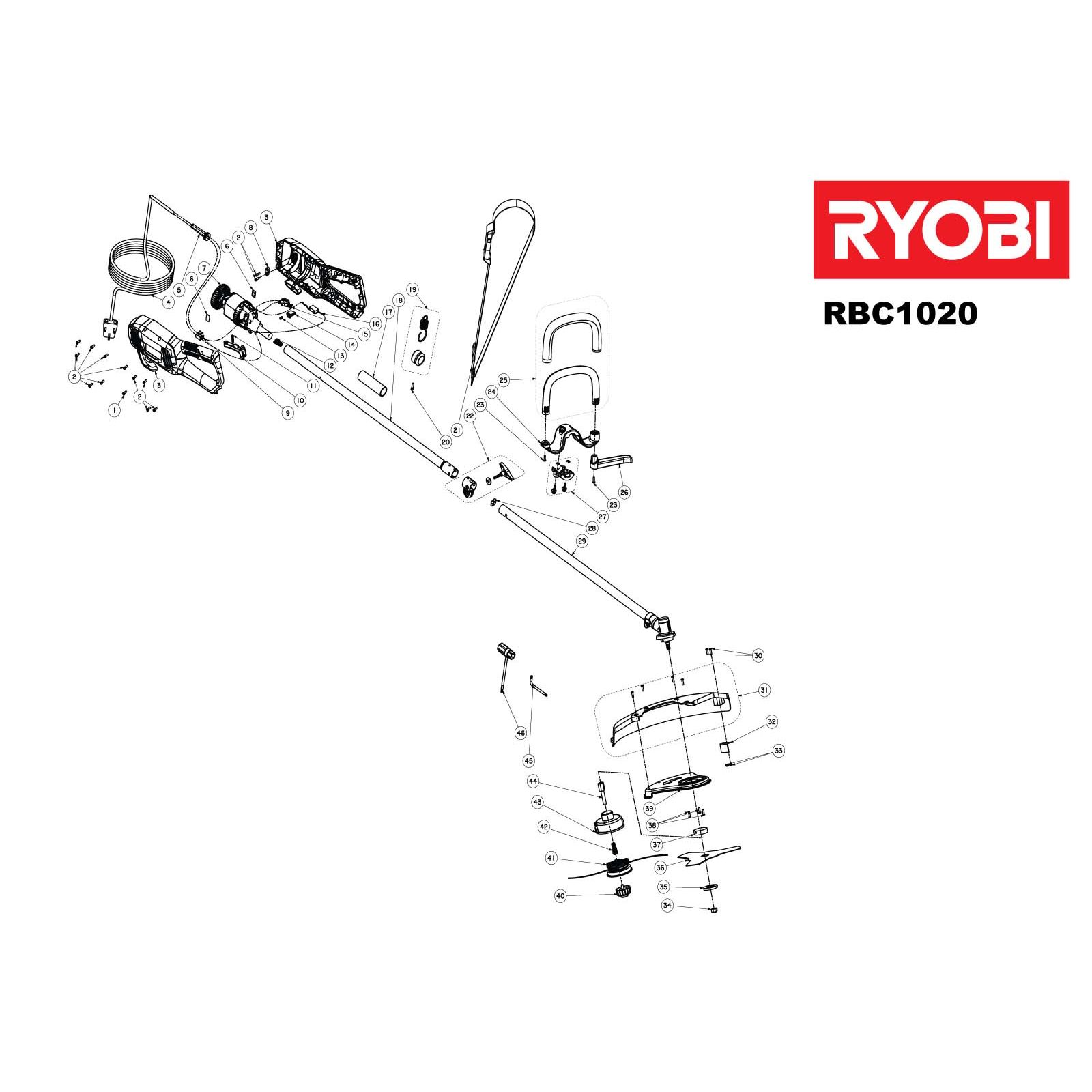 Buy A Ryobi Rbc1020 Spare Part Or Replacement Part For Your 1000w