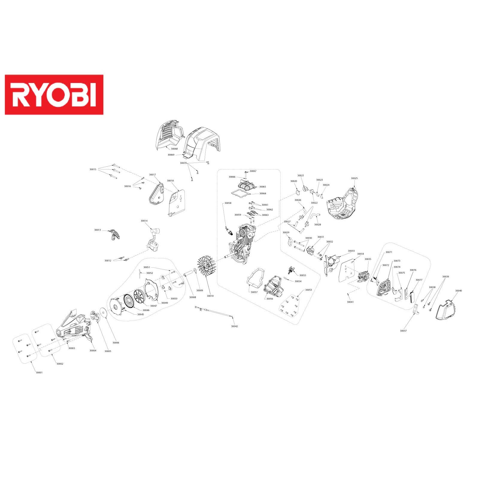 Indvending Indsprøjtning halt Buy A Ryobi RLT430CESD Spare part or Replacement part for Your 30cc Line  Trimmer and Fix Your Machine Today