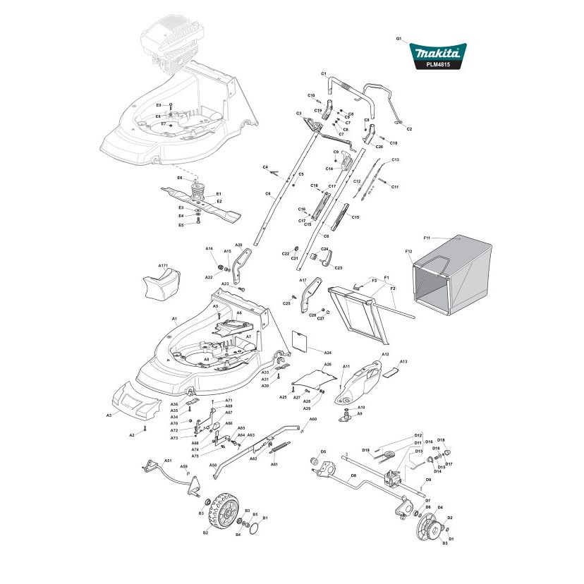 afbalanceret Langt væk komponent Buy A Makita PLM4815 Spare part or Replacement part for Your Lawnmower and  Fix Your Machine Today