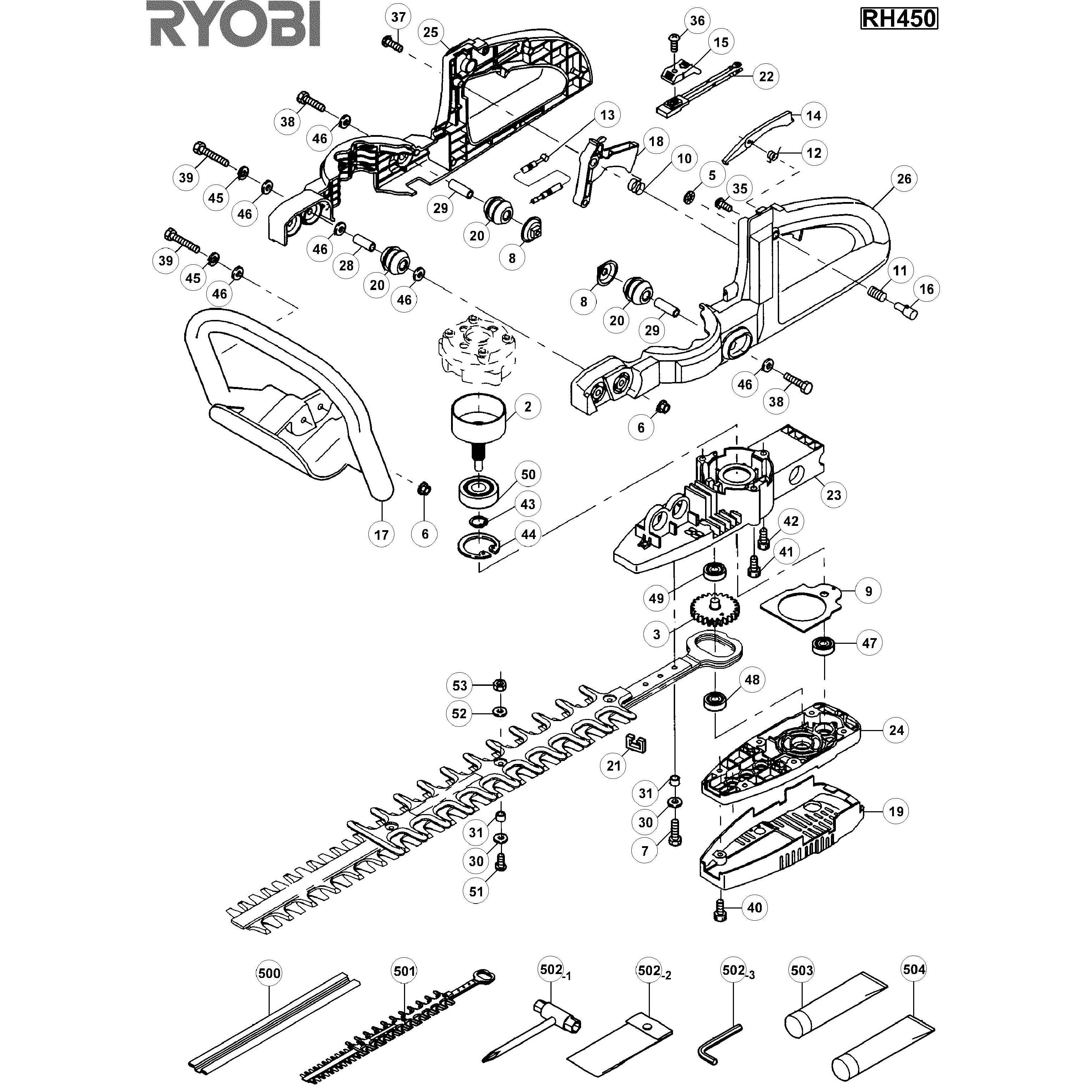 Biprodukt antenne Premonition Ryobi RH450 Spare Parts List Type: 1000025407
