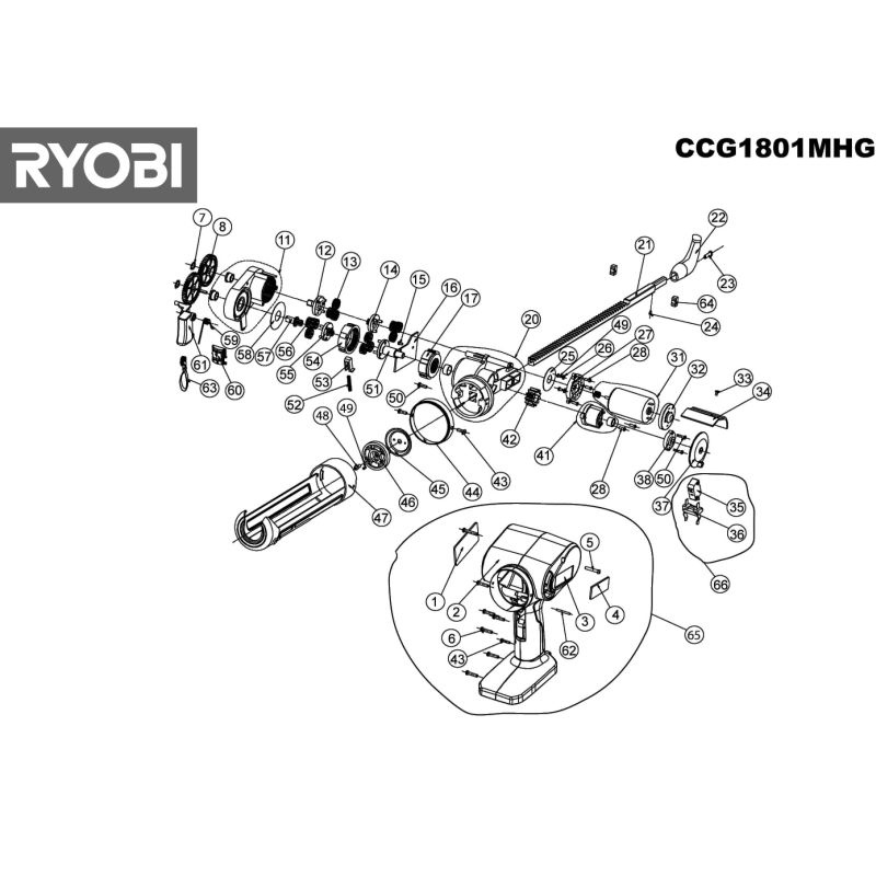 Begivenhed forskel reservation Buy A Ryobi CCG1801MHG Spare part or Replacement part for Your OnePlus  Tools and Fix Your Machine Today