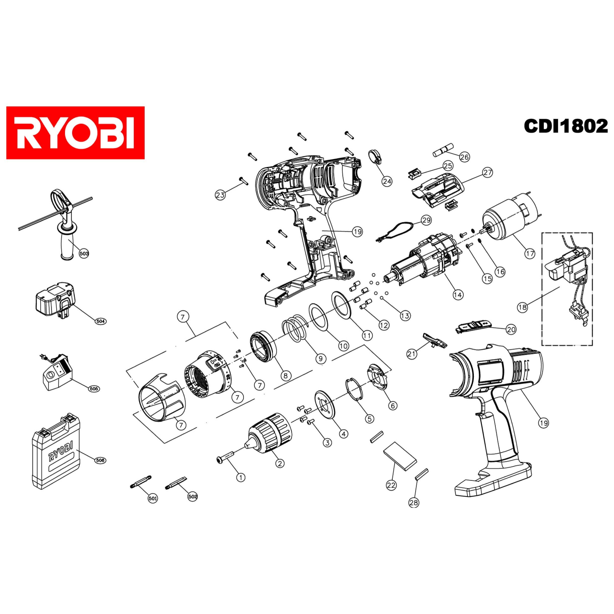 New Genuine OEM 200216019 ARMATURE ASSEMBLY Ryobi Drill Replacement Part 
