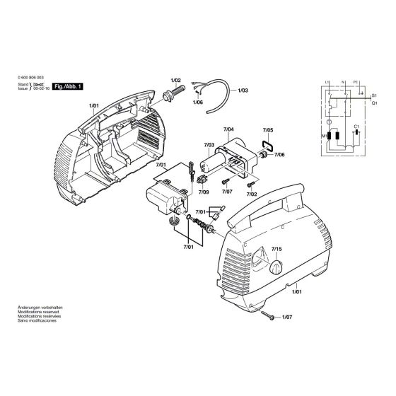 Bosch AHR 1000 AS Spare Parts List Type: 0 600 806 032