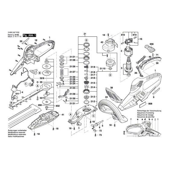 Bosch AHS 50-26 Spare Parts List Type: 3 600 H47 F72