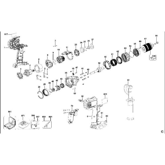 Dewalt DCD940 Spare Parts List Type 11