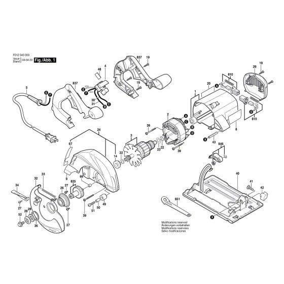 Skil 54HD Spare Parts List Type: F 012 540 005 120V USA