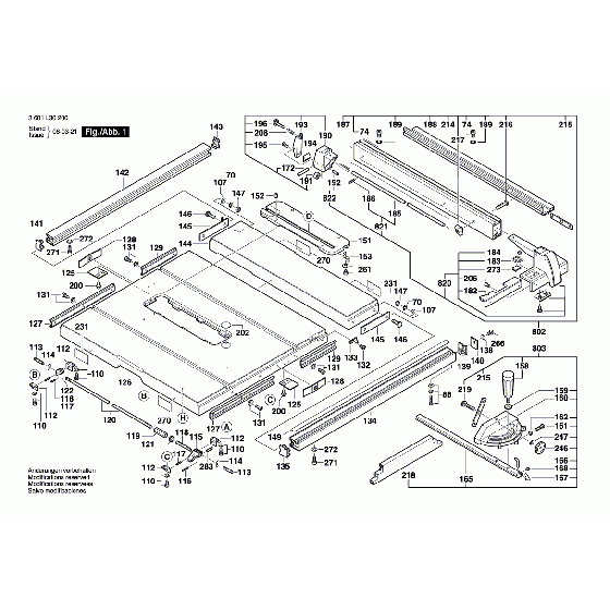 Bosch GTS 10 Spare Parts List Type: 3601L30270