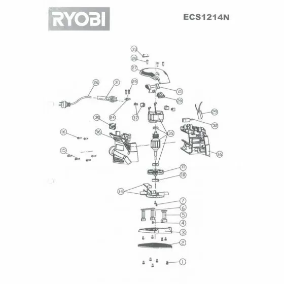 Ryobi ECS1214N Spare Parts List Type: 5133000098