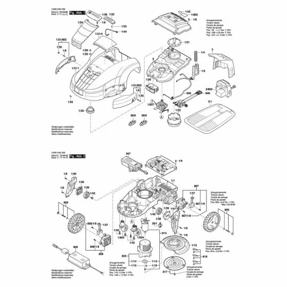 Bosch Indego 1300 Screw and washer assembly F016L67951 Spare Part Type: 3 600 HA2 201