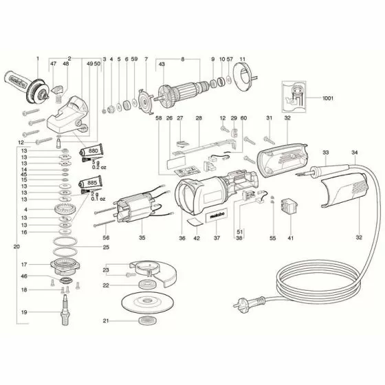 Metabo W 10-125 Quick Spare Parts List Type: 1026001