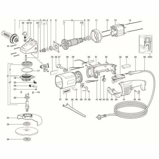 Metabo W 14-125 Ergo Spare Parts List Type: 6250191