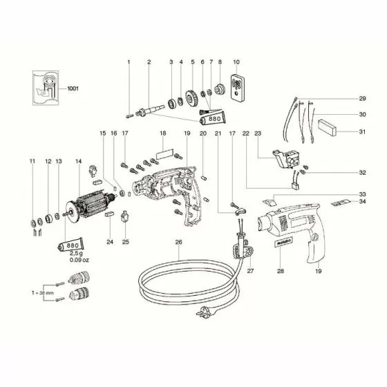 Metabo B 560 Spare Parts List Type: 556190