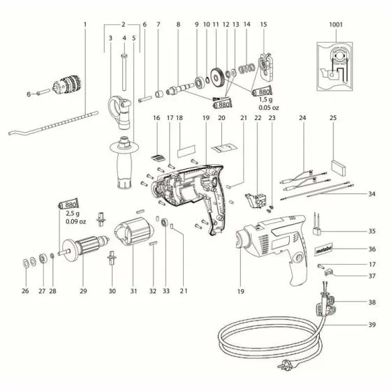 Metabo SB 561 CABLE SET 344493480 Spare Part Type: 1159310