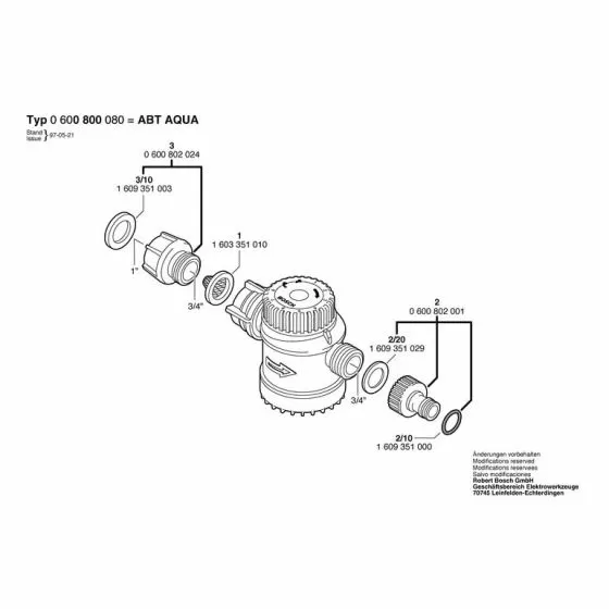 Bosch ABT AQUA-CONTROL FLAT GASKET ?22x?30x3=1" 1609351003 Spare Part Type: 600800080