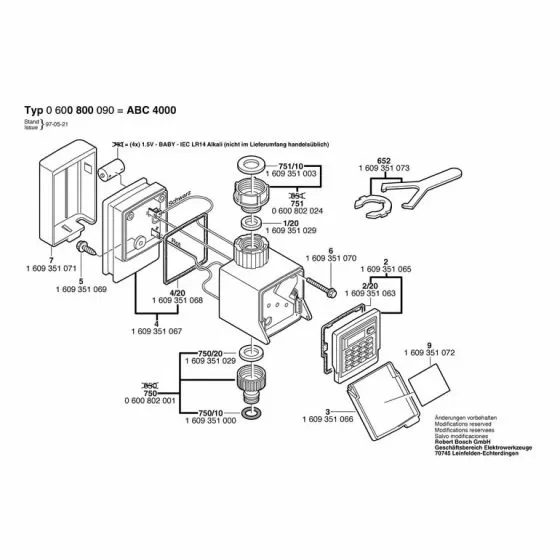 Bosch ABC 4000 Spare Parts List Type: 600800090