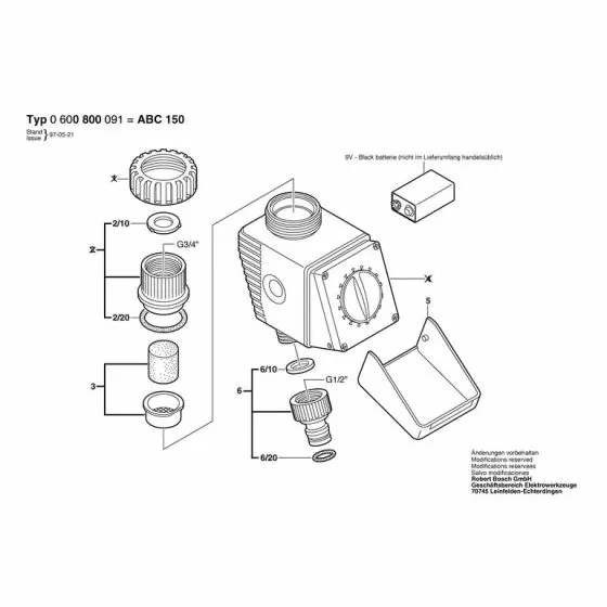 Bosch ABC 150 FLAT GASKET ?15x?24x3=3/4" 1609351002 Spare Part Type: 600800091