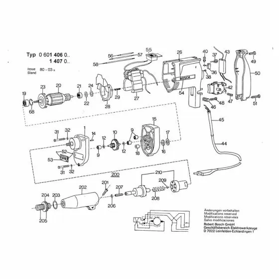 Bosch 601407003 Spare Parts List