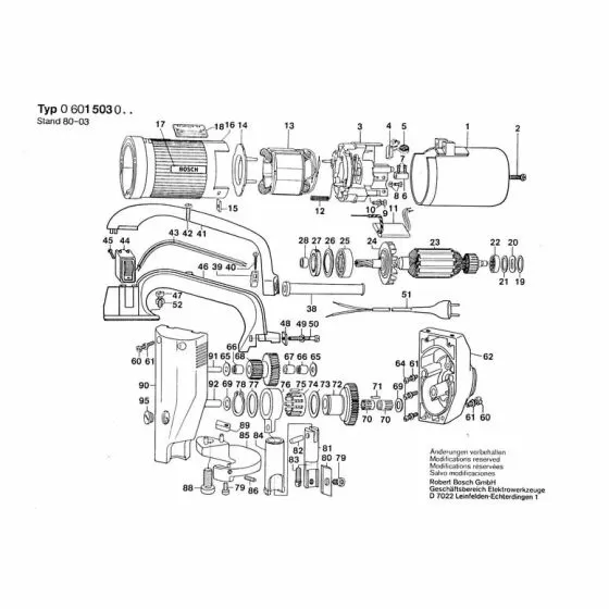 Bosch 0601503001 Spare Parts List