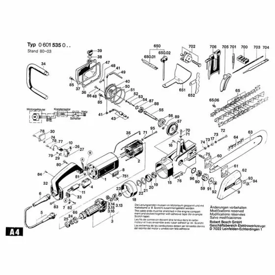 Bosch 601535003 Spare Parts List 