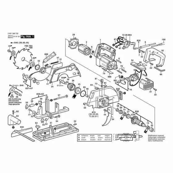 Bosch GKS 66 CE PAN HEAD SCREW M6x170 MM 1603434005 Spare Part Type: 0601568703