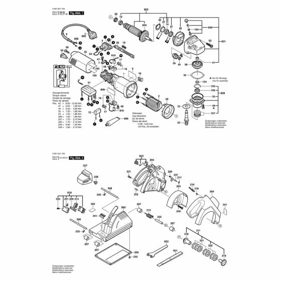 Bosch BWC 35 Spare Parts List Type: 601621760