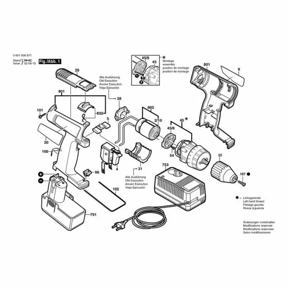 Bosch ABS 96 M-2 Type: 601936671 Spare Parts List