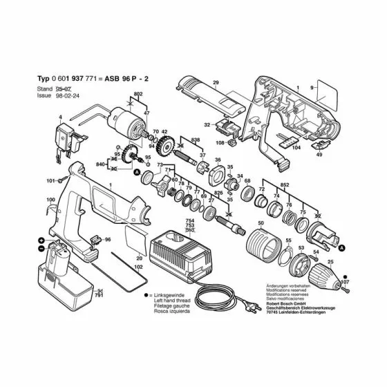 Bosch ASB 96 P-2 Type: 601937771 Spare Parts List