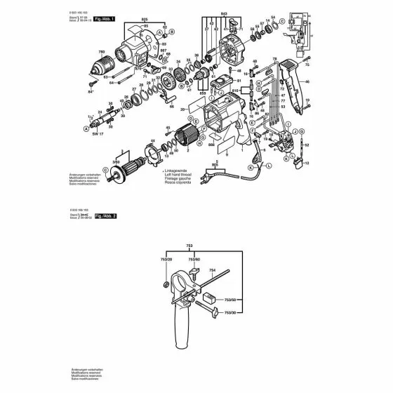 Bosch CSB 1000-2 RET Type: 603166103 Spare Parts List