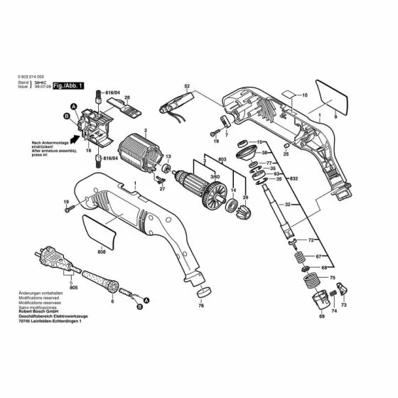 Bosch PEB 450 Spare Parts List Type: 0603214042