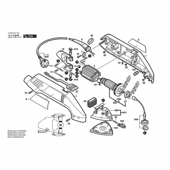 Bosch PDA 10-92 Spare Parts List Type: 0603307142