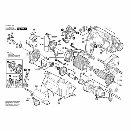 Bosch PSB 500 RE Type: 3603A27070 Spare Parts List