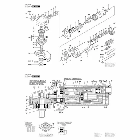 Bosch 550 WATT-SERIE GRINDING SPINDLE M14. SW17 1603523101 Spare Part Type: 607352105