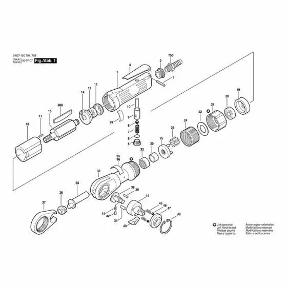 Bosch 1/2" Spare Parts List Type: 607450791