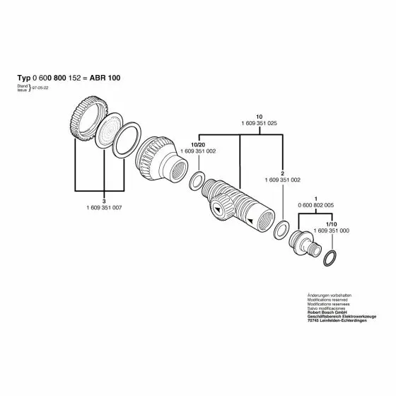 Bosch ABR 100 Parts Set 1609351007 Spare Part Type: 0 600 800 152