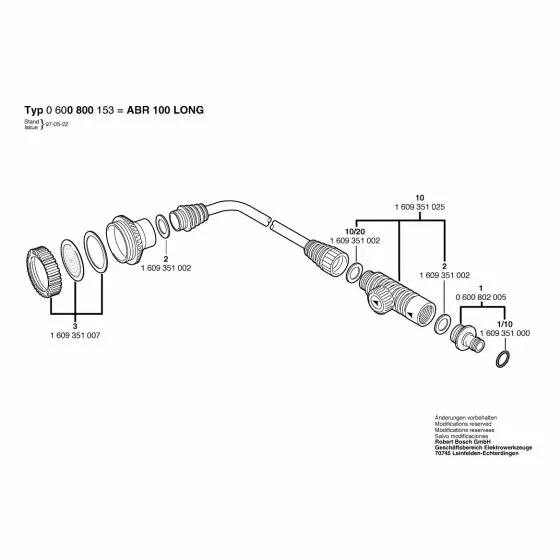Bosch ABR 100 LONG Spare Parts List Type: 0 600 800 153