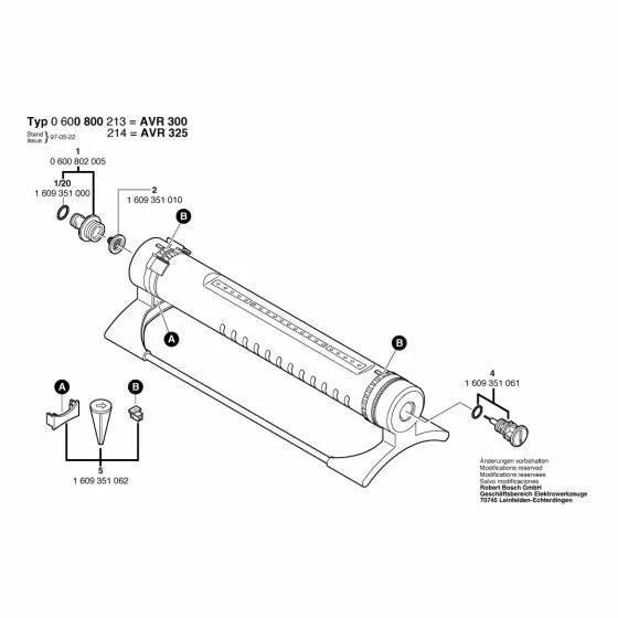 Bosch AVR 300 INTELLIGENT Screw Plug 1609351061 Spare Part Type: 0 600 800 213