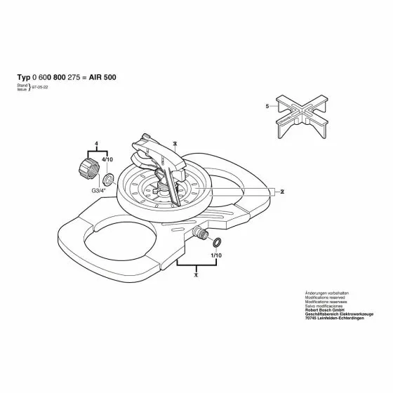 Bosch AIR 500 INTELLIGENT Sealing cap 1609351046 Spare Part Type: 0 600 800 275