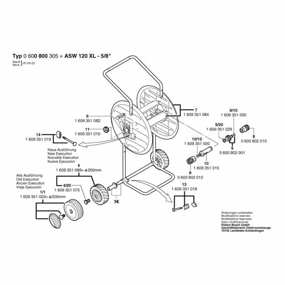 Bosch ASW 120 XL-5/8" Plug 1609351075 Spare Part Type: 0 600 800 305