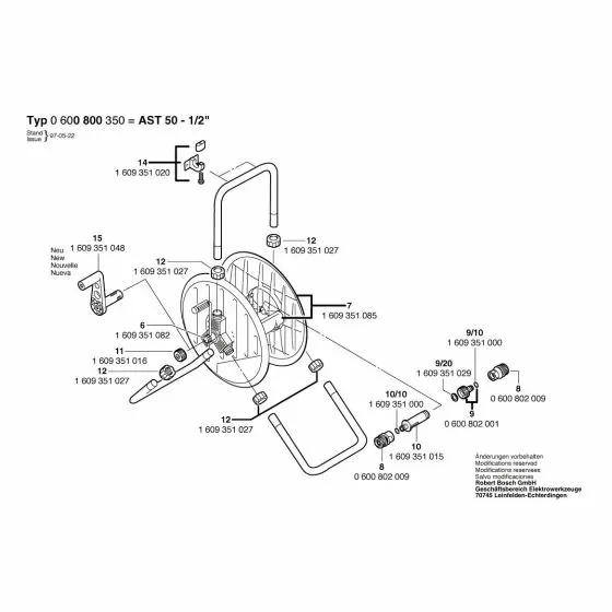 Bosch AST 50-1/2" Union Nut 1609351027 Spare Part Type: 0 600 800 350