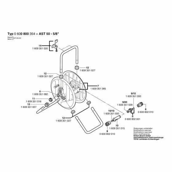 Bosch AST 50-5/8" Spare Parts List Type: 0 600 800 354