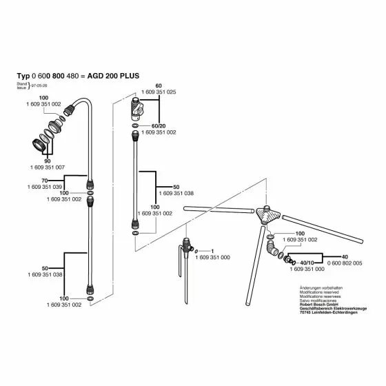 Bosch AGD 200 PLUS Parts Set 1609351007 Spare Part Type: 0 600 800 480