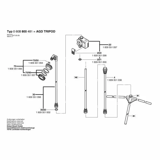 Bosch AGD TRIPOD Parts Set 1609351007 Spare Part Type: 0 600 800 481
