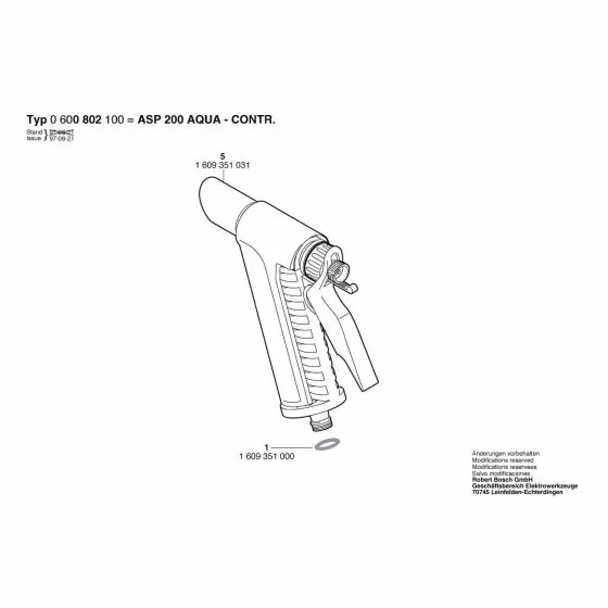 Bosch ASP 200 AQUA-CONTR. Spare Parts List Type: 0 600 802 100