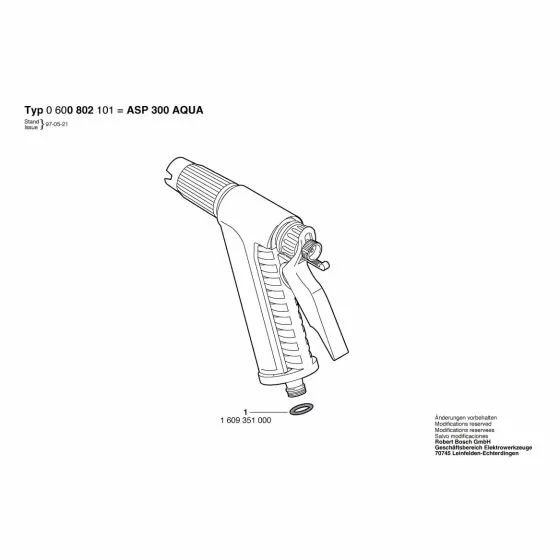 Bosch ASP 300 AQUA-CONTR. Spare Parts List Type: 0 600 802 101