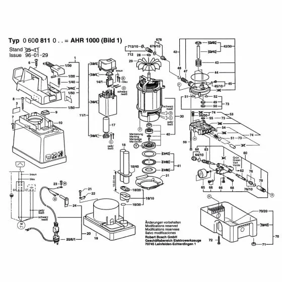Bosch AHR 1000 Cylinder Block 1609350021 Spare Part Type: 0 600 811 032