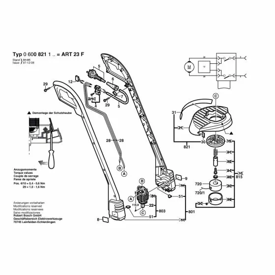 Bosch ART 23 F Spare Parts List Type: 0 600 821 130