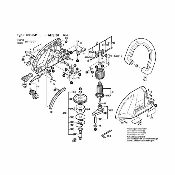 Bosch AHS 36 Shifter Rod 2608040076 Spare Part Type: 0 600 841 632